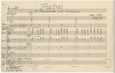 Fratres (1977). Three-part music without fixed instrumentation