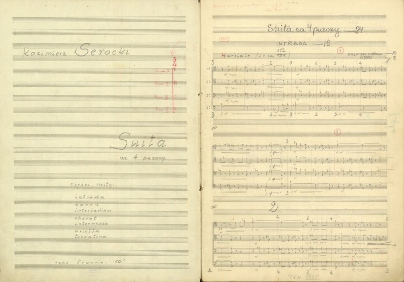 Manuscript of Suite for 4 trombones